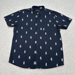 Molokai Surf Co. Shirt Mens XL Navy Pineapple Geometric Short Sleeve Button Down